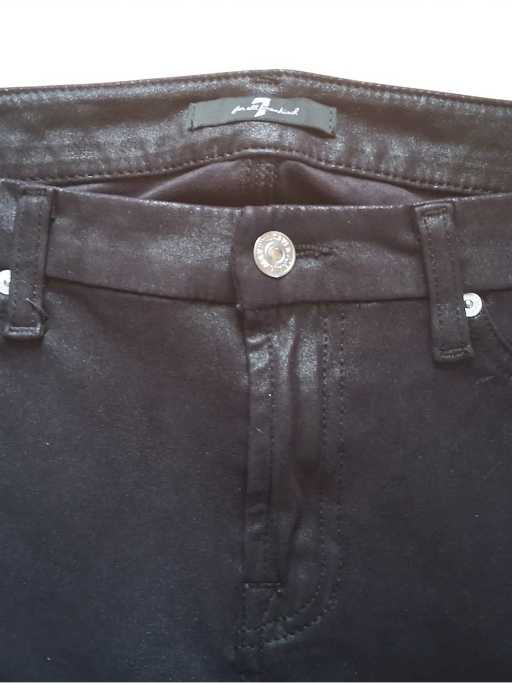 🪦 7 For All Mankind Knee Seam Coated Skinny Pant Size M 🪦 - Picture 5 of 7